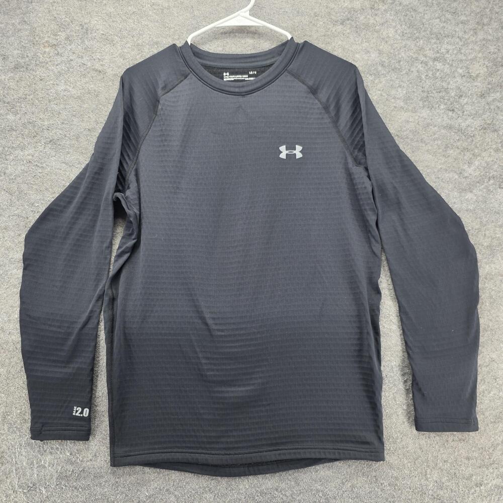 Under Armour Shirt Mens L Black Long Sleeve ColdGear Crew Neck Moisture Wicking